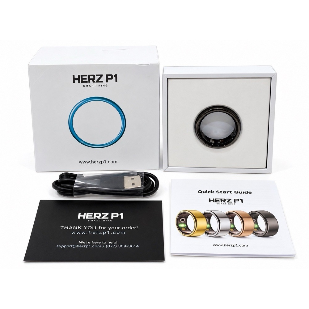 HERZ P1 Smart Ring Midnight Black Size 13 Health Fitness Sleep Tracker 5ATM